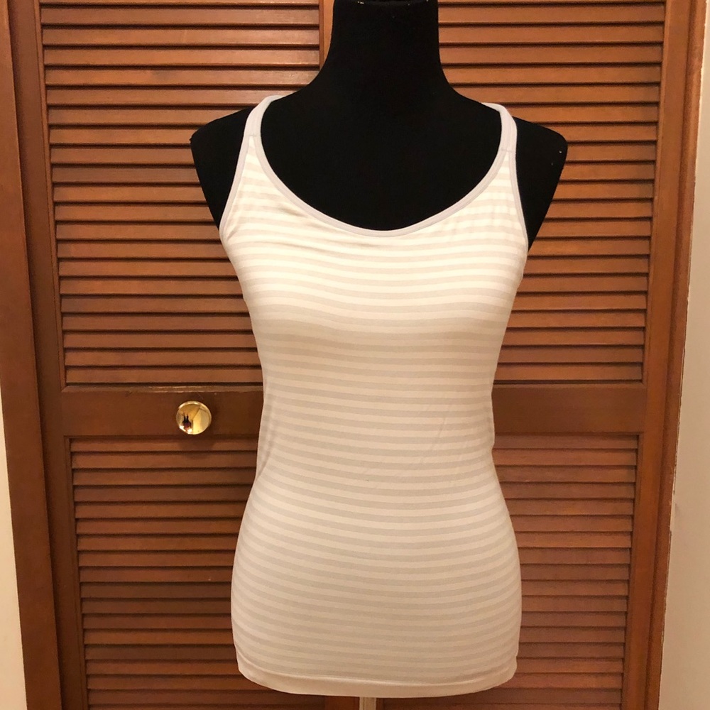 Athleta Up Tempo gray white stripe tank top M